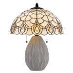 60W x 2 Tiffany Table Lamp With Pull Chain Switch and Resin Lamp Body