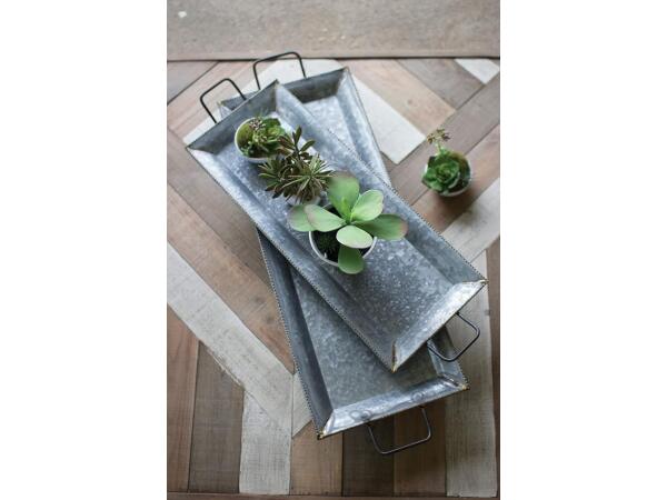 Kalalou Zinc Trays with Brass Detail, One Size, Gray