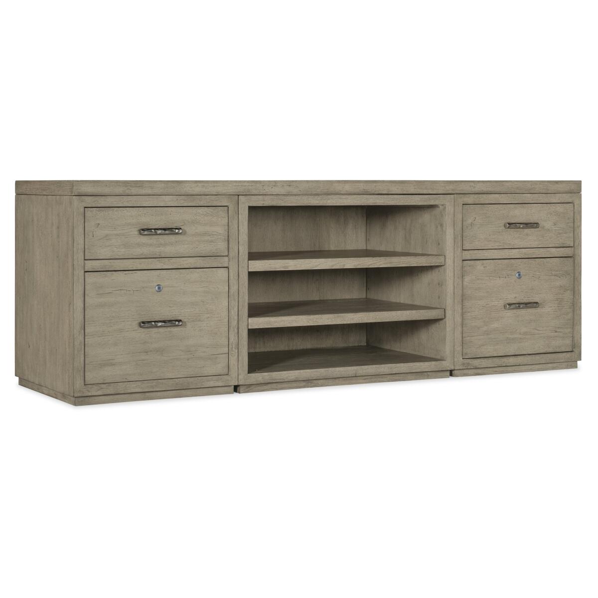LinvleFals Linville Falls 84″ Credenza with Two Files and Open Desk Cabinet LinvleFals Linville Falls 84" Credenza with Two Files and Open Desk Cabinet - Image 1