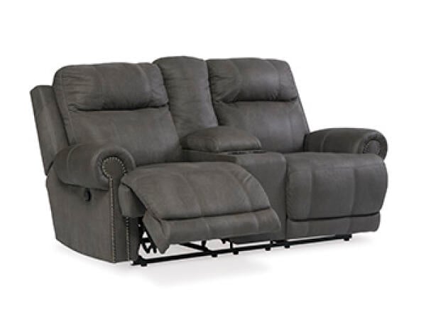 Austere Reclining Loveseat with Console