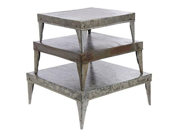 Kalalou Set Of Three Metal Display Risers Raw Metal