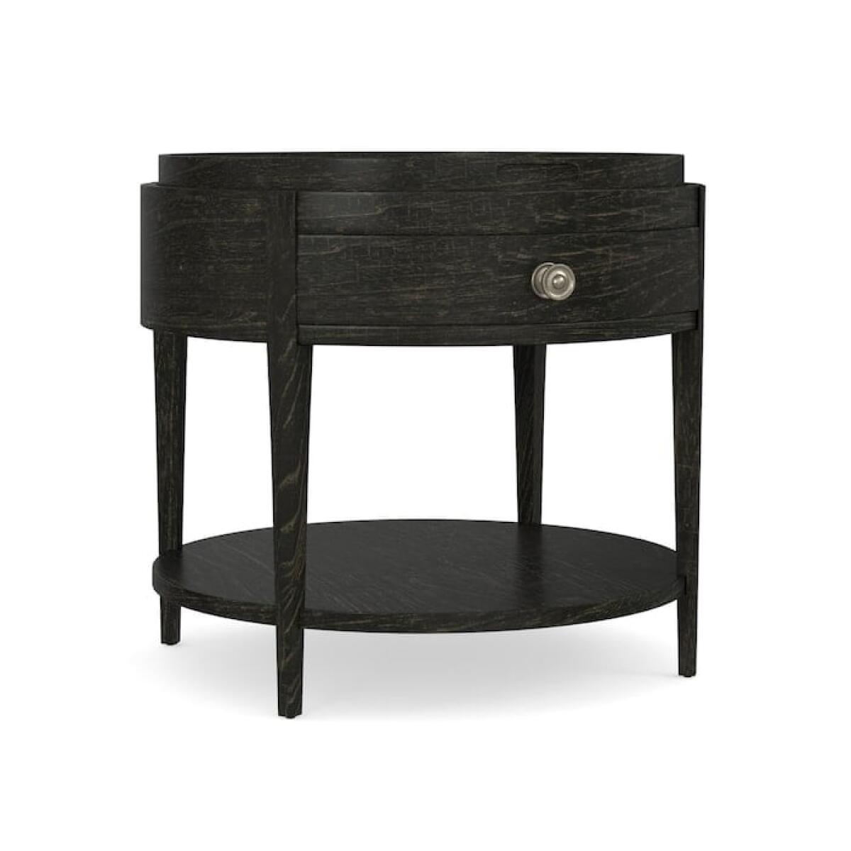 Woodridge Round End Table in Cavern Black Woodridge Round End Table in Cavern Black