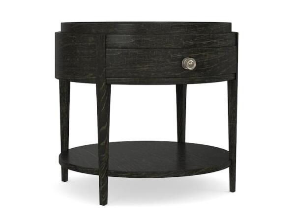 Woodridge Round End Table in Cavern Black