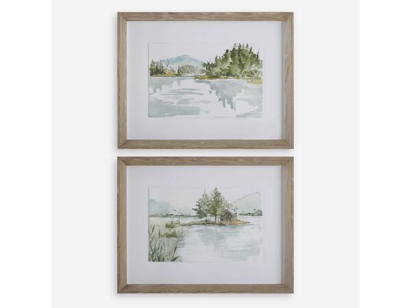 Serene Lake Framed Prints, S/2