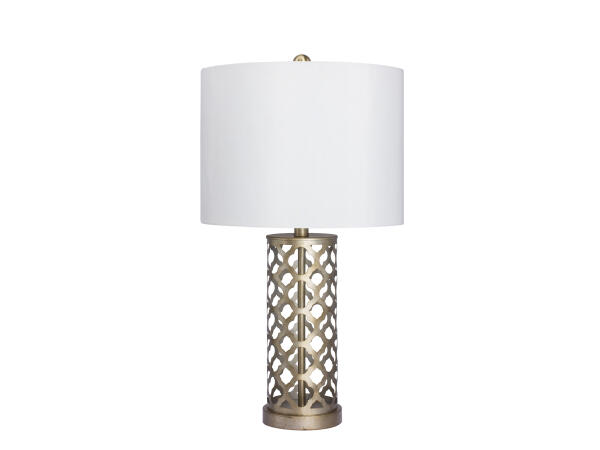 Moroccan Weave Metal Table Lamp in Muted Gold Finish