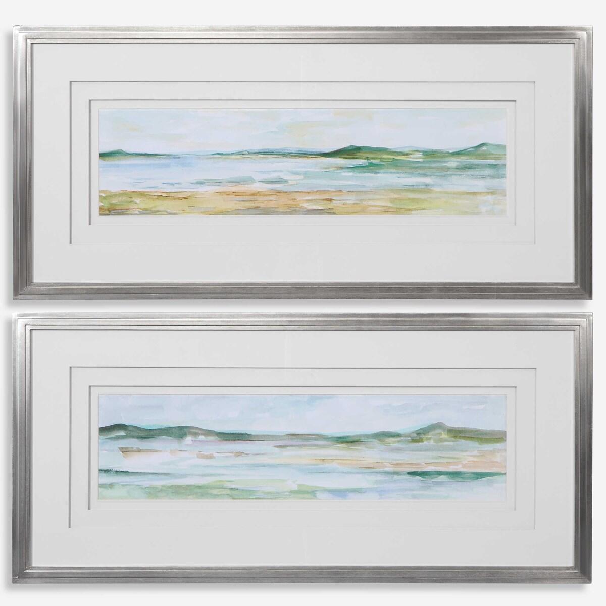 Panoramic Seascape Framed Prints, S/2 Panoramic Seascape Framed Prints, S/2 - Image 1