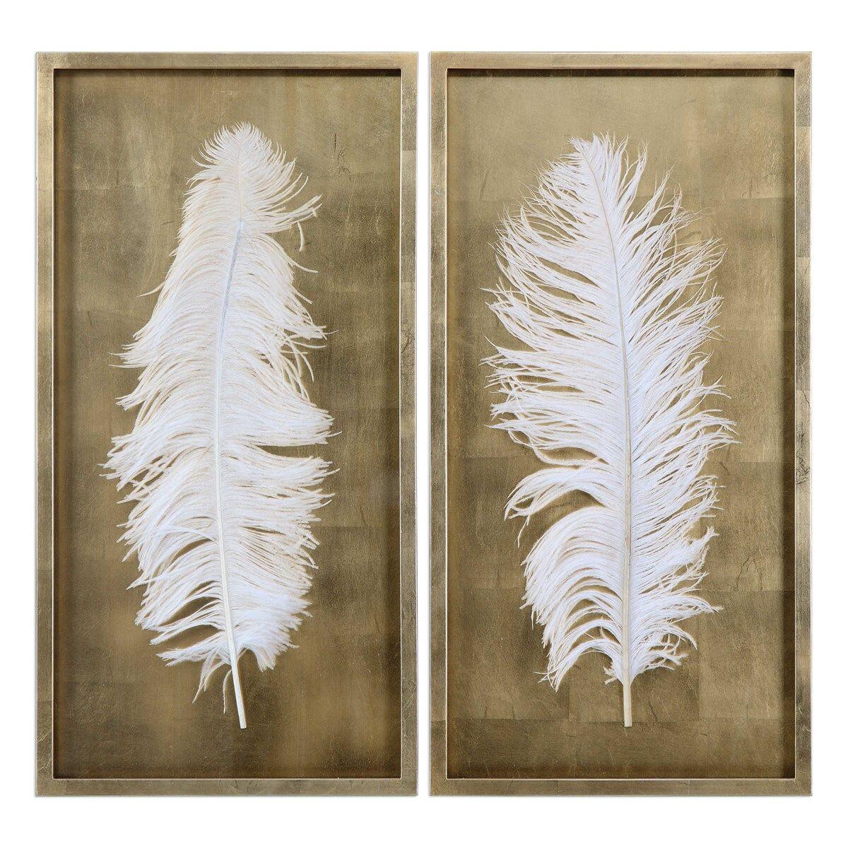 White Feathers Shadow Boxes, S/2 White Feathers Shadow Boxes, S/2