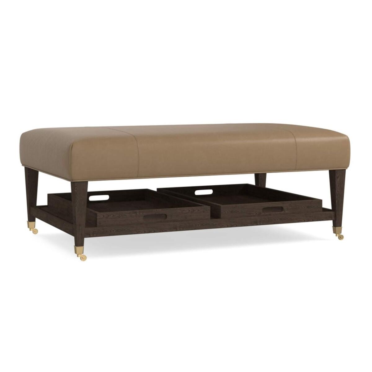 Kara Leather Ottoman with Trays Kara Leather Ottoman with Trays