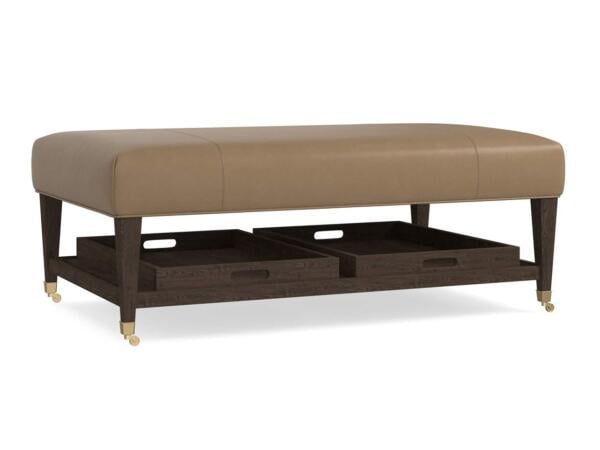 Kara Leather Ottoman with Trays