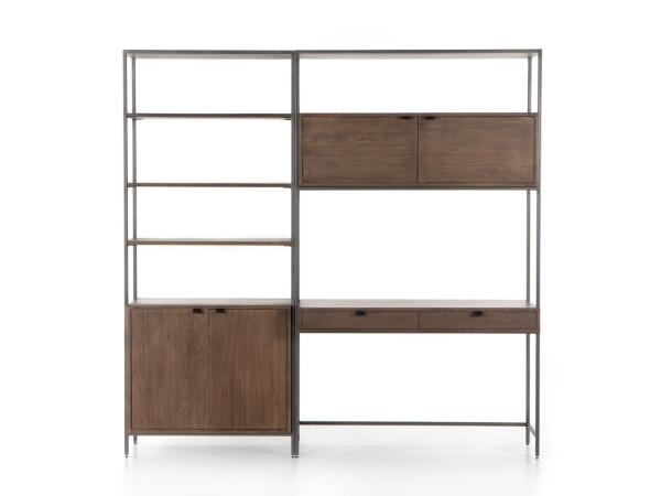 Trey Modular Wall Desk With 1 Bookcase