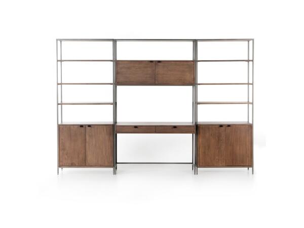 Trey Modular Wall Desk With 2 Bookcases