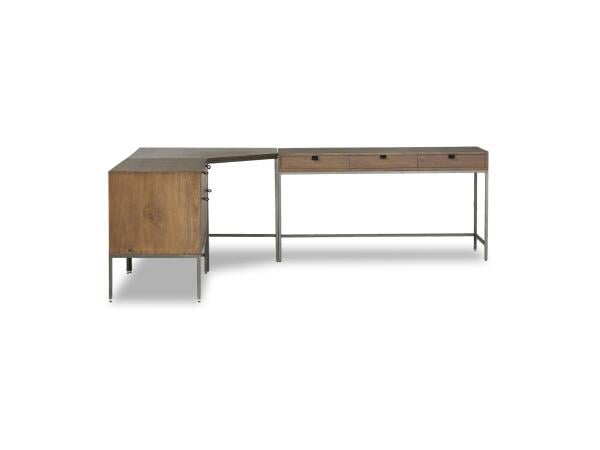 Trey Desk System With Wide Filing Cabinet